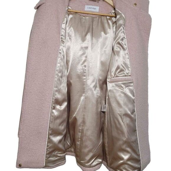 Calvin Klein Faux-Fur-Trimmed Asymmetrical Walker Coat-Size Large - Picture 3 of 10